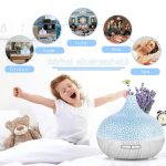 Repedezett és fehér fa mintázatú ultrahangos aroma diffúzor és Pulaiyi 4 részes illóolaj szett - Black Friday