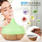 Difuzor de aromă cu ultrasunete cu model de lemn crăpat și deschis la culoare și set de uleiuri esențiale Pulaiyi