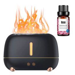   RetroFlame Láng Hatású Aromaterápiás Párásító 250 ml - Fekete - Rózsa Illóolaj