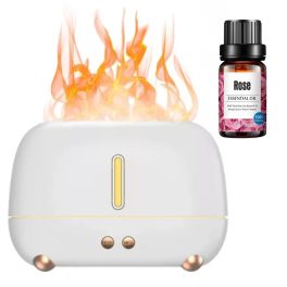   RetroFlame Láng Hatású Aromaterápiás Párásító 250 ml - Fehér - Rózsa Illóolaj
