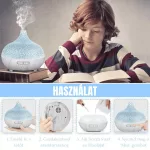 Repedezett és fehér fa mintázatú ultrahangos aroma diffúzor és Pulaiyi 6 részes illóolaj szett