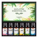 Repedezett és fehér fa mintázatú ultrahangos aroma diffúzor és Pulaiyi 6 részes illóolaj szett