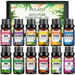   Pulaiyi Aromaterapeutická sada éterických olejů v dárkovém balení – 12 ks