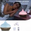 Repedezett és Sötét Fa Mintázatú Ultrahangos Aroma Diffúzor 7 Féle Választható Színnel, Távirányítóval