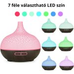 Difuzor de arome cu ultrasunete, cu model de lemn crăpat și închis la culoare, cu 7 fețe din care puteți alege, telecomandă