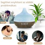 Difuzor de arome cu ultrasunete, cu model de lemn crăpat și închis la culoare, cu 7 fețe din care puteți alege, telecomandă