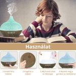 Difuzor de arome cu ultrasunete, cu model de lemn crăpat și închis la culoare, cu 7 fețe din care puteți alege, telecomandă