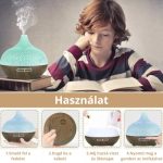 Ultrazvukový difuzér s motivem popraskaného a tmavého dřeva, 7 barevných variant, dálkové ovládání a sada 6 éterických olejů Pulaiyi