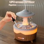 Barevná kapka deště – aromaterapeutický difuzér s barevným osvětlením, kapkami vody, dálkovým ovládáním a časovačem – světlé dřevo