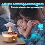 Barevná kapka deště – aromaterapeutický difuzér s barevným osvětlením, kapkami vody, dálkovým ovládáním a časovačem – světlé dřevo