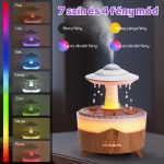 Barevná kapka deště – aromaterapeutický difuzér s barevným osvětlením, kapkami vody, dálkovým ovládáním a časovačem – světlé dřevo