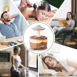 Barevná kapka deště – aromaterapeutický difuzér s barevným osvětlením, kapkami vody, dálkovým ovládáním a časovačem – světlé dřevo