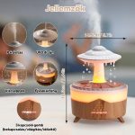 Barevná kapka deště – aromaterapeutický difuzér s barevným osvětlením, kapkami vody, dálkovým ovládáním a časovačem – světlé dřevo