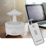 Barevná kapka deště – aromaterapeutický difuzér s barevným osvětlením, kapkami vody, dálkovým ovládáním a časovačem – bílý