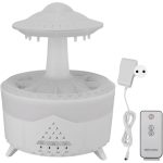 Barevná kapka deště – aromaterapeutický difuzér s barevným osvětlením, kapkami vody, dálkovým ovládáním a časovačem – bílý