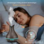 Váza Formájú Ultrahangos Aromaterápiás Diffúzor és Pulaiyi 4 Részes Illóolaj Szett - Sötét Fa - Black Friday