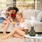 Váza Formájú Ultrahangos Aromaterápiás Diffúzor és Pulaiyi 4 Részes Illóolaj Szett - Sötét Fa - Black Friday