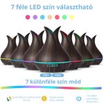 Váza Formájú Ultrahangos Aromaterápiás Diffúzor és Pulaiyi 4 Részes Illóolaj Szett - Sötét Fa - Black Friday