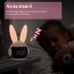 Ceas deșteptător și lumină de noapte cu iepuraș pentru copii, cu afișaj digital - roz