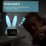 Ceas deșteptător și lumină de noapte cu iepuraș pentru copii, cu afișaj digital - Albastru