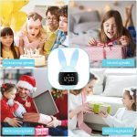 Ceas deșteptător și lumină de noapte cu iepuraș pentru copii, cu afișaj digital - Albastru