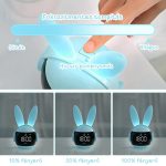 Ceas deșteptător și lumină de noapte cu iepuraș pentru copii, cu afișaj digital - Albastru