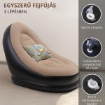 Fotoliu gonflabil cu suport pentru picioare - 116 x 98 x 83 cm - Maro-Negru