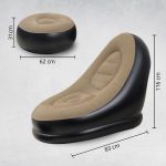 Fotoliu gonflabil cu suport pentru picioare - 116 x 98 x 83 cm - Maro-Negru