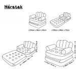 Saltea gonflabilă 2 în 1, maro - 100 x 90 x 98 cm