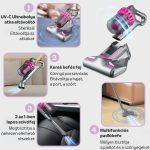 4 v 1 ruční vysavač s vyměnitelnými nástavci, silným sacím výkonem a třemi úrovněmi rychlosti – šedo-růžový