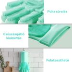 2dílná sada silikonových rukavic na mytí nádobí a úklid – růžová a zelená