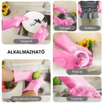 2dílná sada silikonových rukavic na mytí nádobí a úklid – růžová a zelená