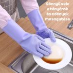 Set de 4 mănuși din silicon pentru spălatul și curățarea vaselor - roz, verde, albastru și violet