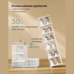 Cutie pliabilă pentru depozitarea pantofilor, cu 6 compartimente, laterale și uși transparente, asamblare rapidă - Albă