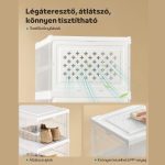 Cutie pliabilă pentru depozitarea pantofilor, cu 6 compartimente, laterale și uși transparente, asamblare rapidă - Albă