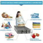 Set de 2 cutii de depozitare sub pat cu capac transparent, fermoar dublu, mânere rezistente - gri-negru