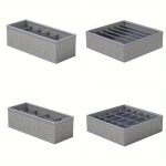 Set organizator de lenjerie intimă cu 4 piese, cu separatoare din plasă și fermoar în partea de jos - Gri