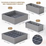 Set organizator de lenjerie intimă cu 4 piese, cu separatoare din plasă și fermoar în partea de jos - Gri