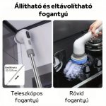 Perie electrică de curățare 9 în 1 cu capete interschimbabile, afișaj digital, mâner telescopic - gri
