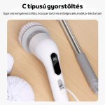Perie electrică de curățare 9 în 1 cu capete interschimbabile, afișaj digital, mâner telescopic - gri