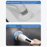 Perie electrică de curățare 9 în 1 cu capete interschimbabile, afișaj digital, mâner telescopic - gri