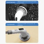 Perie electrică de curățare 9 în 1 cu capete interschimbabile, afișaj digital, mâner telescopic - gri