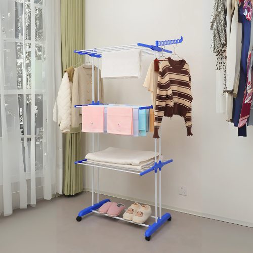 Uscător multifuncțional de rufe cu suprafață mare de uscare, compact și rezistent, gri