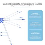 Skladací sušiak na bielizeň s krídlami, na vnútorné aj vonkajšie použitie, 3 úrovne, s veľkou sušiacou plochou