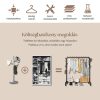 Suport de haine compact din metal, cu rafturi și cârlige, negru
