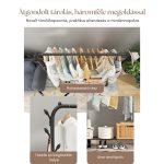 Kompakt Fém Ruhatartó Állvány Polcokkal és Akasztókkal, fekete