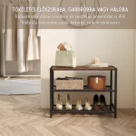 3 Szintes Cipőtartó Masszív, Strapabíró Fém Szerkezet, Vízálló Anyag, barna 