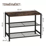 3 Szintes Cipőtartó Masszív, Strapabíró Fém Szerkezet, Vízálló Anyag, barna 