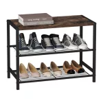 3 Szintes Cipőtartó Masszív, Strapabíró Fém Szerkezet, Vízálló Anyag, barna 