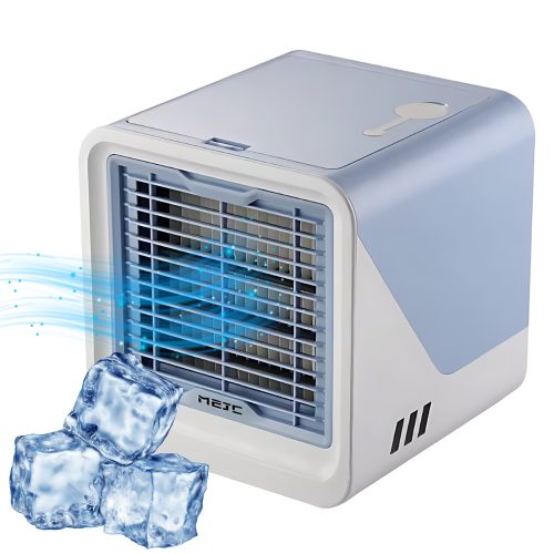 Ventilator Portabil Mini cu Răcire prin Apă, Umidificator și Conexiune USB, Albastru